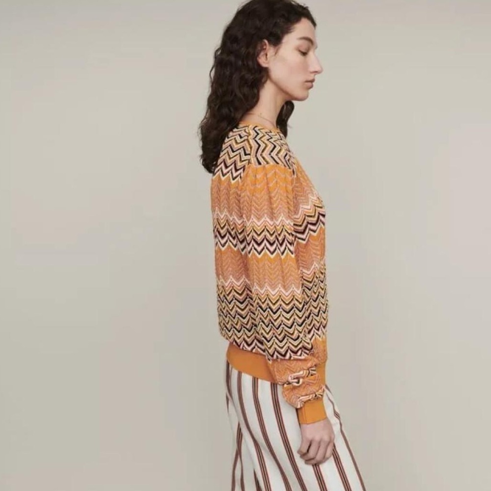 Maje Multicolor Chevron Crewneck Sweater - Picture 3 of 17